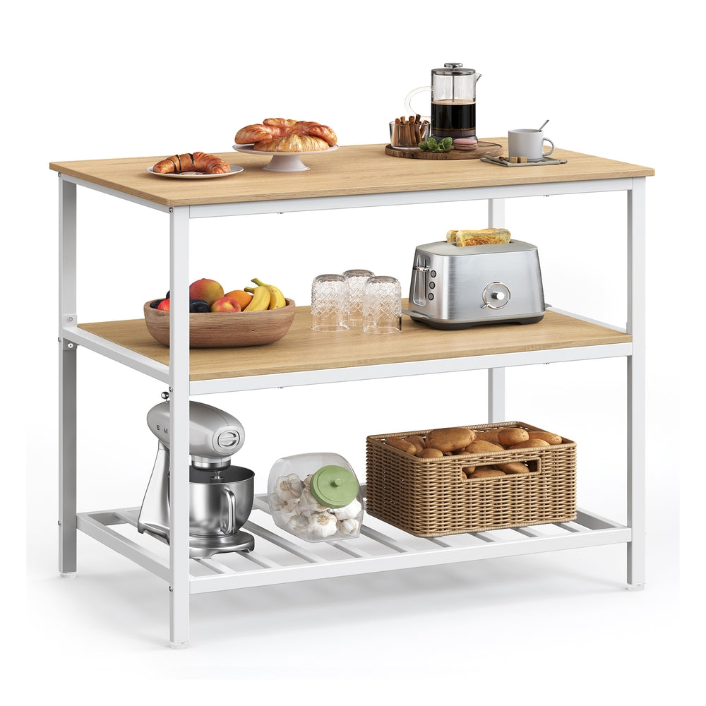 Industrial Kitchen Island with 3 Shelves - Image 2
