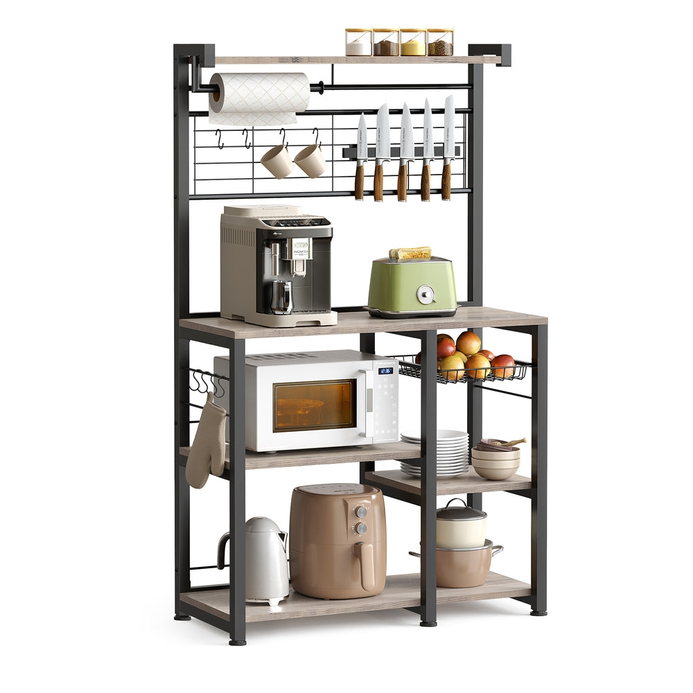 Bakers Rack with Magnetic Knife Holder. Basket and Hooks - Image 2