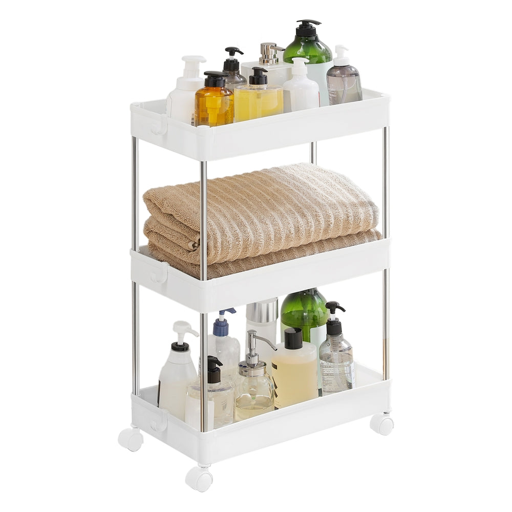 White 3-Tier Storage Rack on Wheels