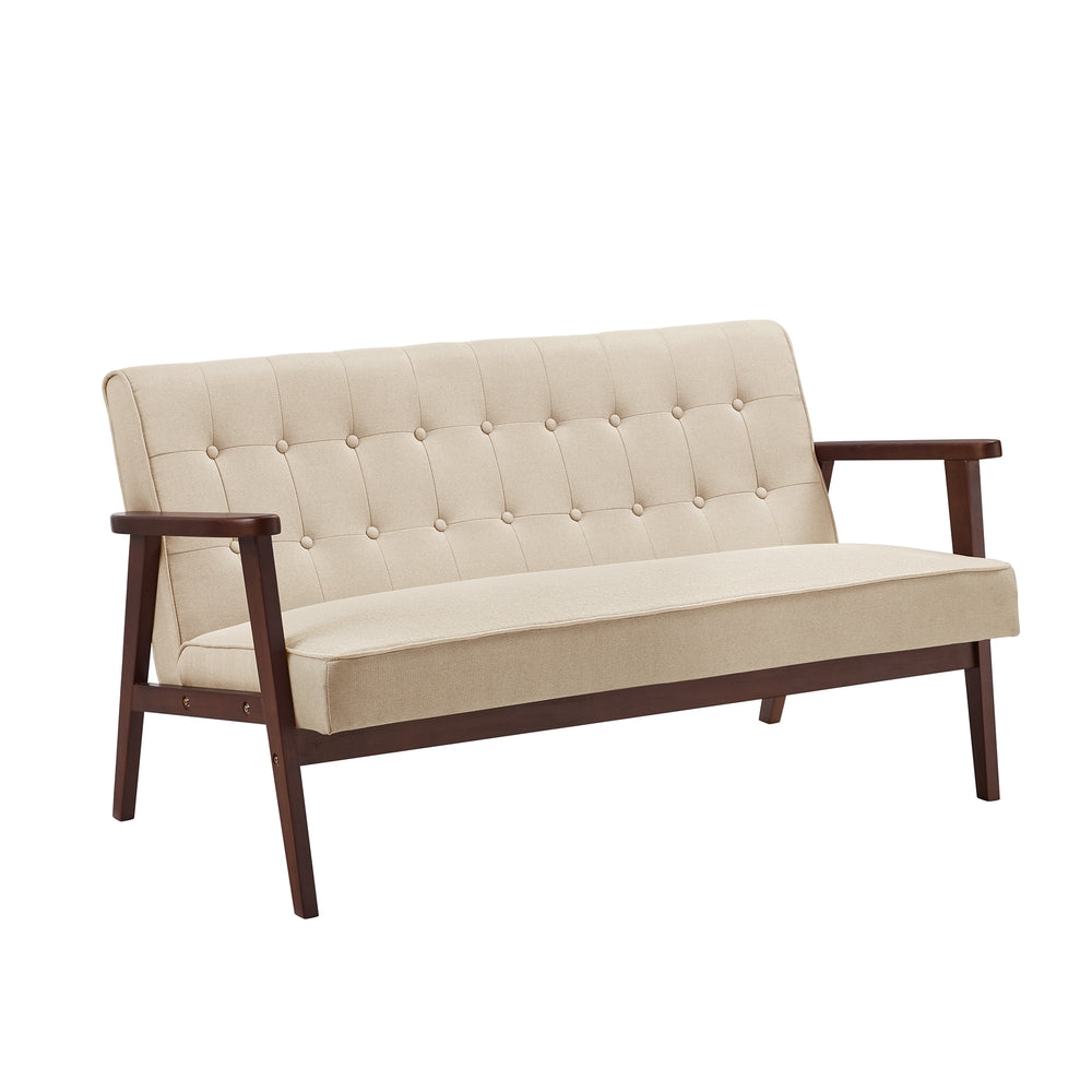 Loveseat Sofa with Solid Wood Armrests