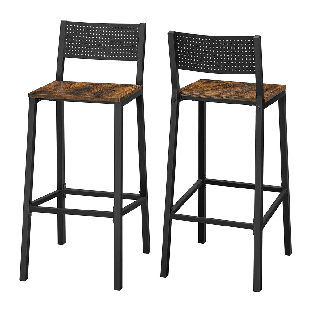 Bar Stools Set. 28.5 Seat Height. Rustic Brown