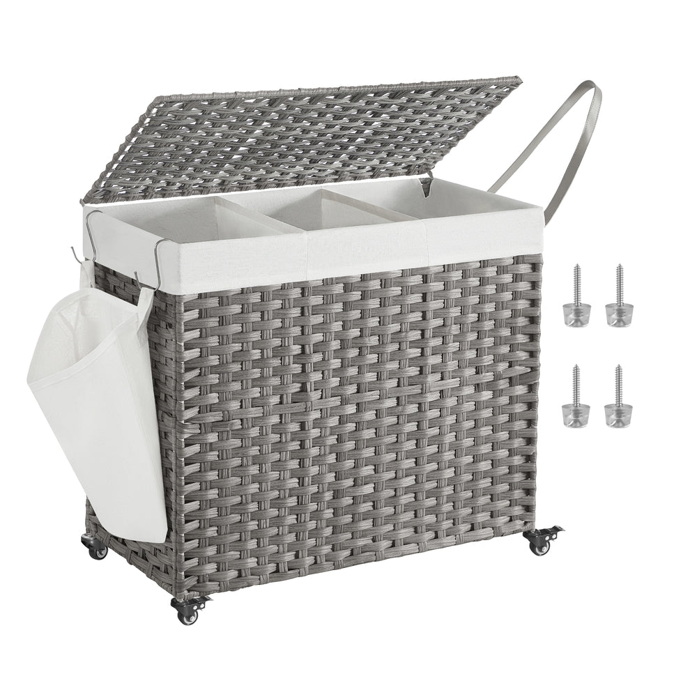 Handwoven Laundry Basket with Wheels - Image 5