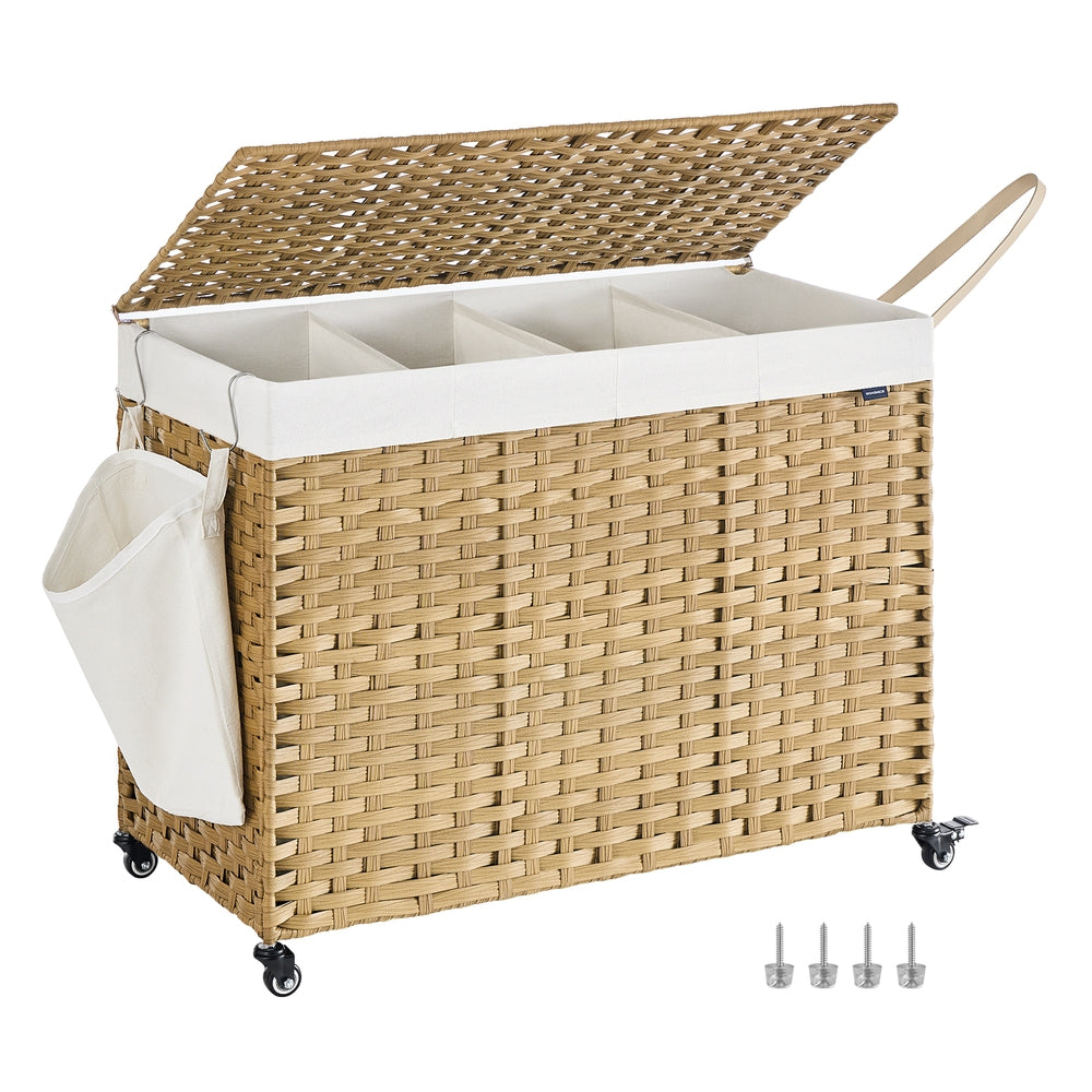 Handwoven Laundry Basket with Wheels - Image 3