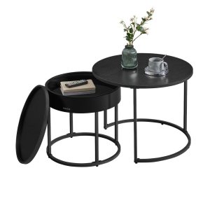 Set of 2 Nesting Tables with Hidden Storage and Top Tray