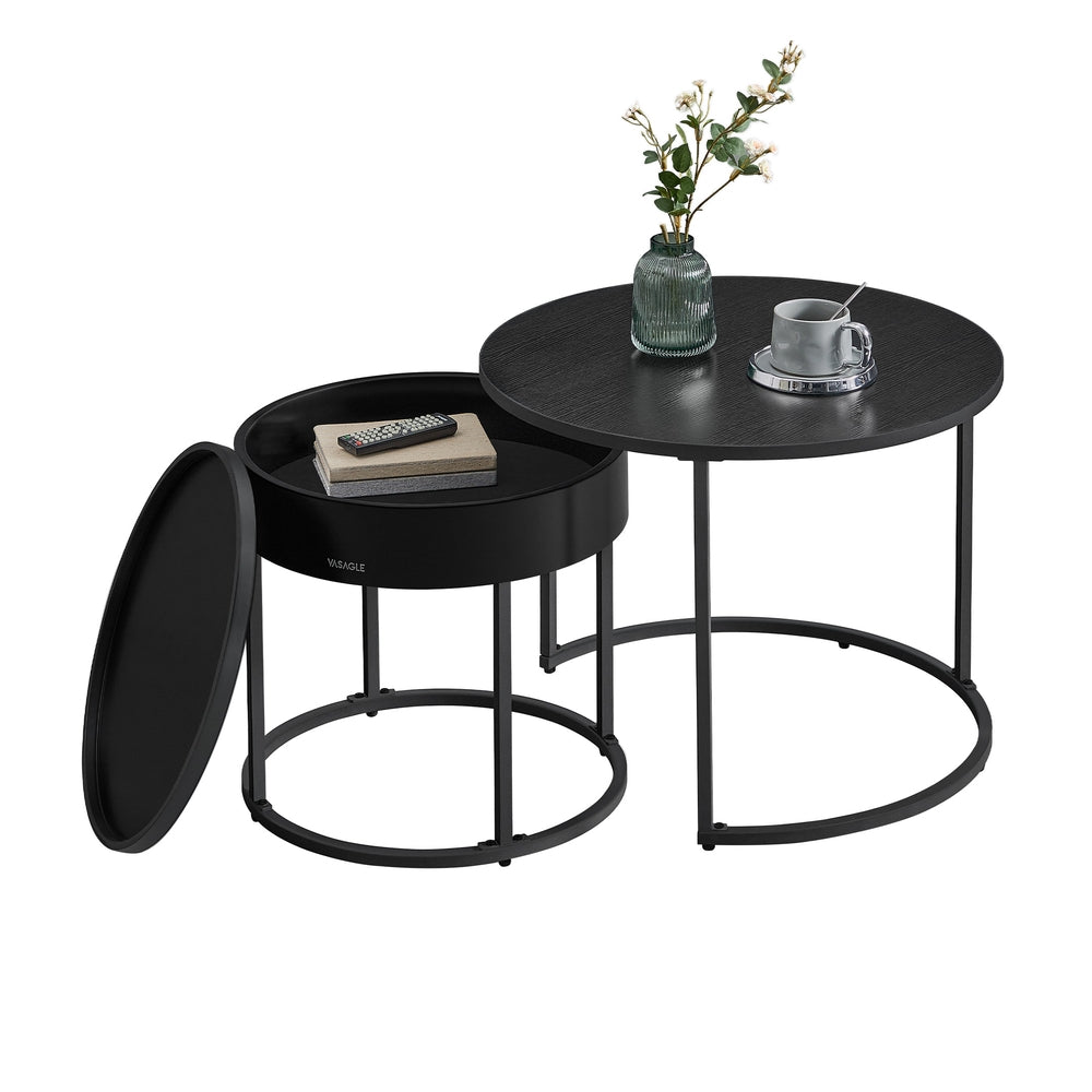 Set of 2 Nesting Tables with Hidden Storage and Top Tray