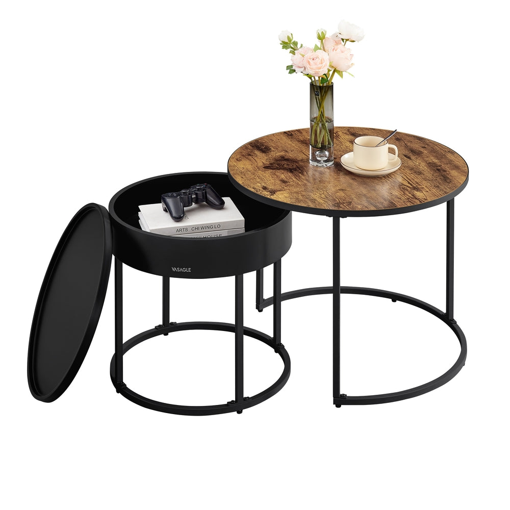 Set of 2 Nesting Tables with Hidden Storage and Top Tray - Image 2