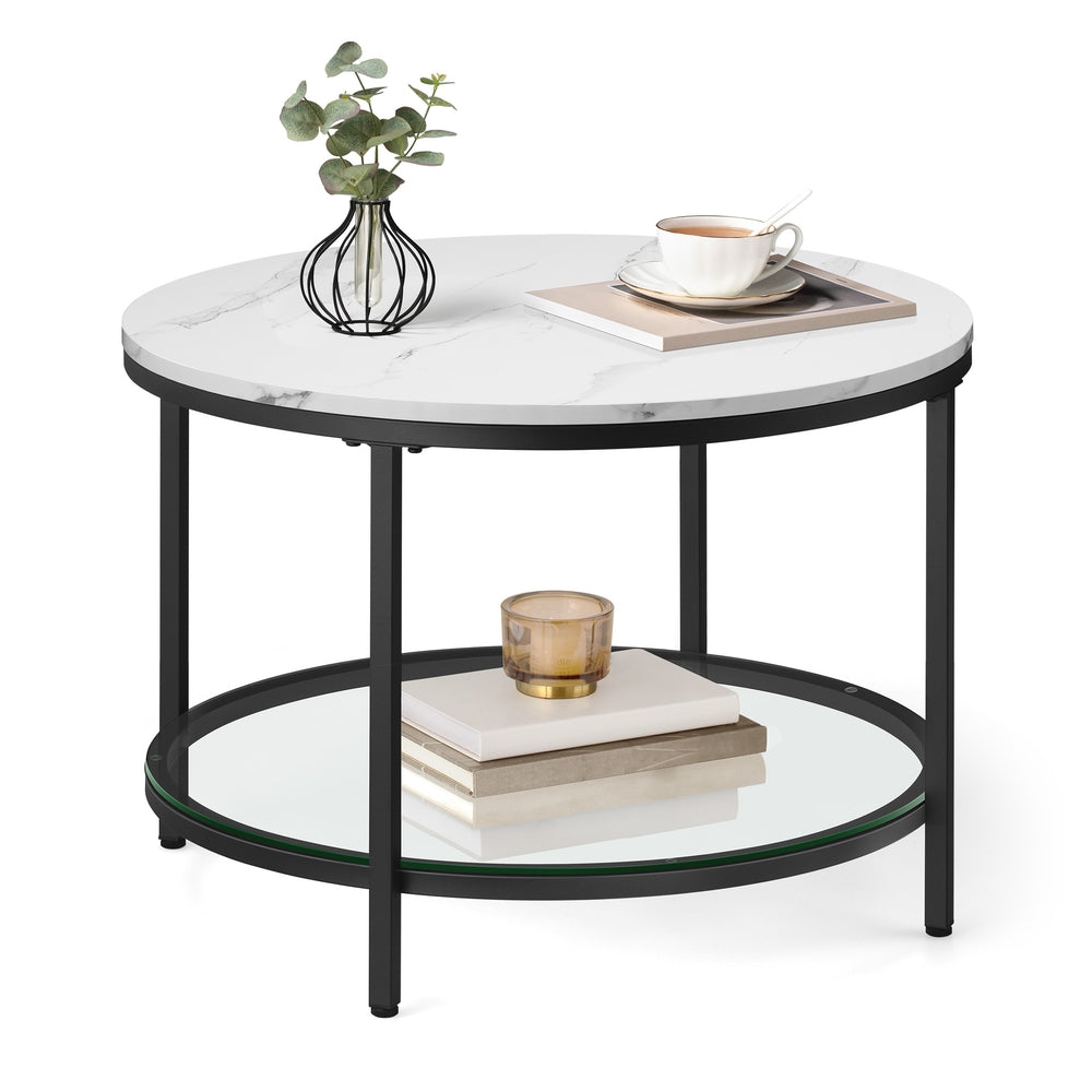 Faux Marble Round Coffee Table - Image 2