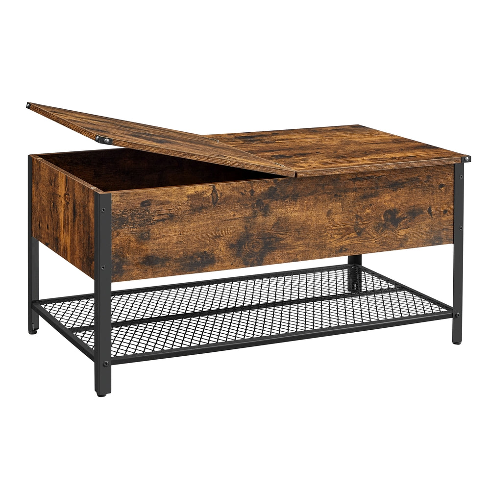 Daxton Collection - Coffee Table with Flip Top. Hidden Storage Space and Mesh Shelf