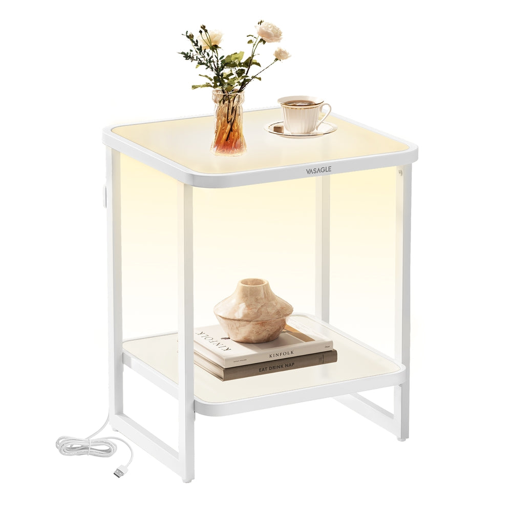 Square Bedside Table with LED Lights