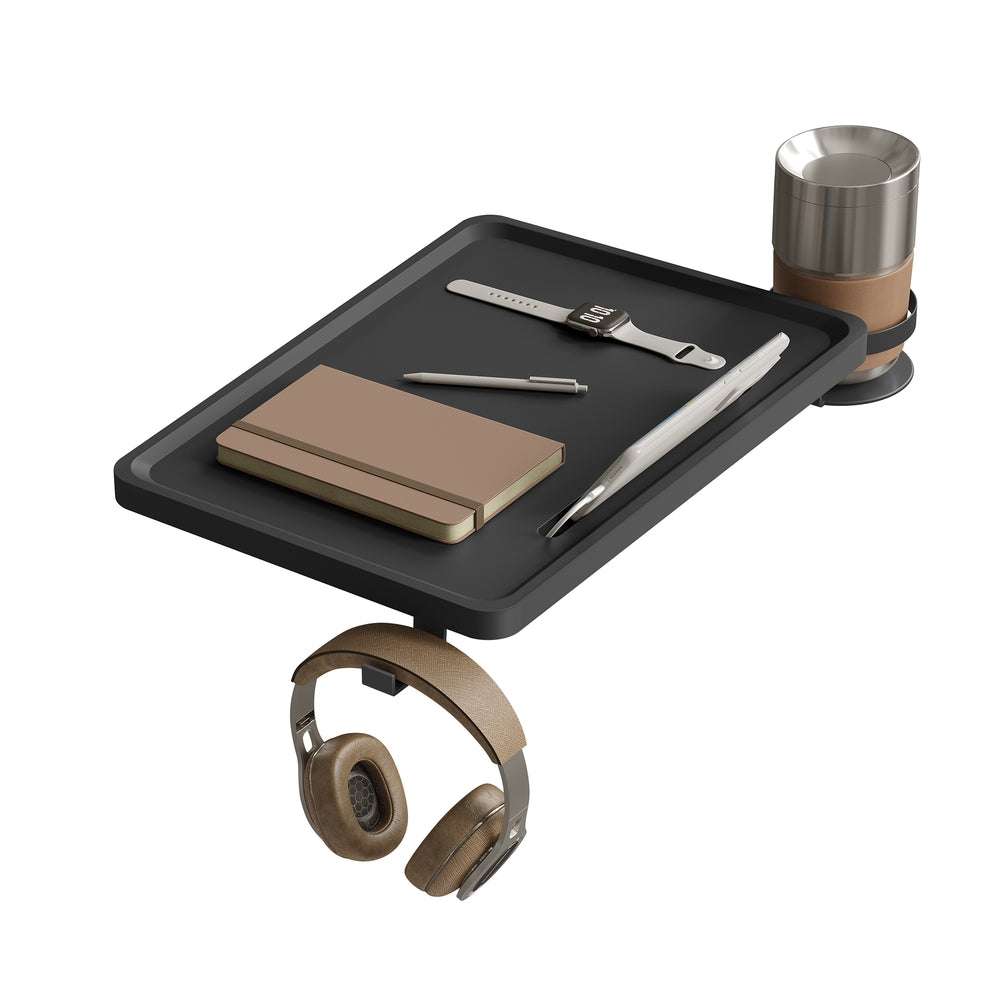 Bedside Shelf with Phone Slot. Cup Holder and Hook Ink Black - Image 2