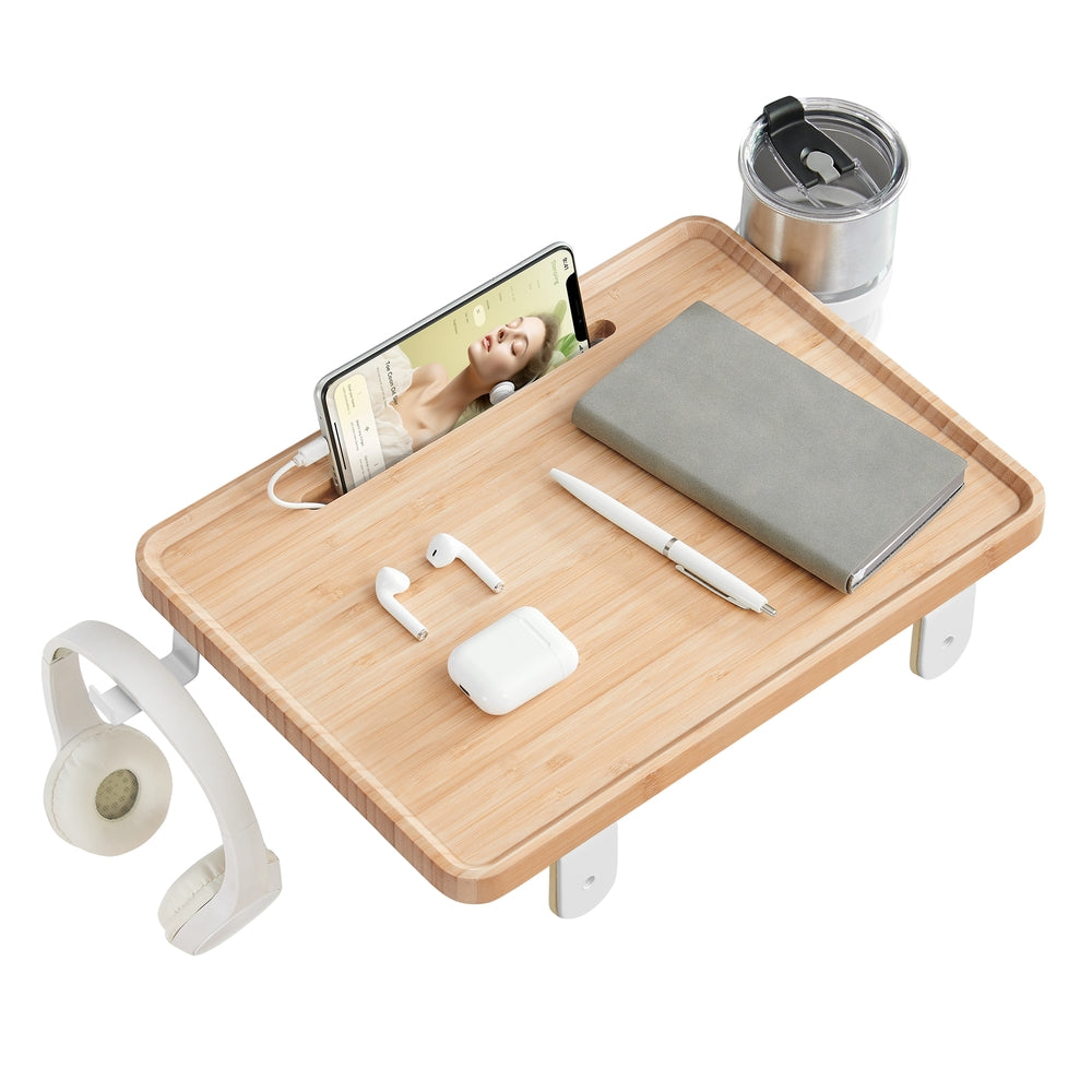 Bedside Shelf with Phone Slot. Cup Holder and Hook Ink Black - Image 3