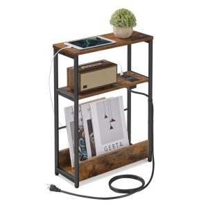Narrow Side Table with Charging Station