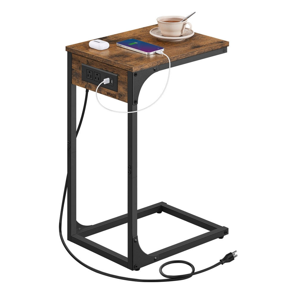 C-Shaped Side Table with Charging Station - Image 3