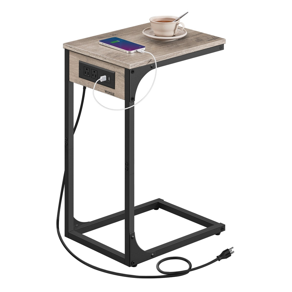 C-Shaped Side Table with Charging Station - Image 2
