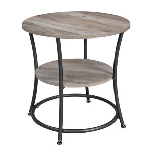 Round End Table with 2 Shelves