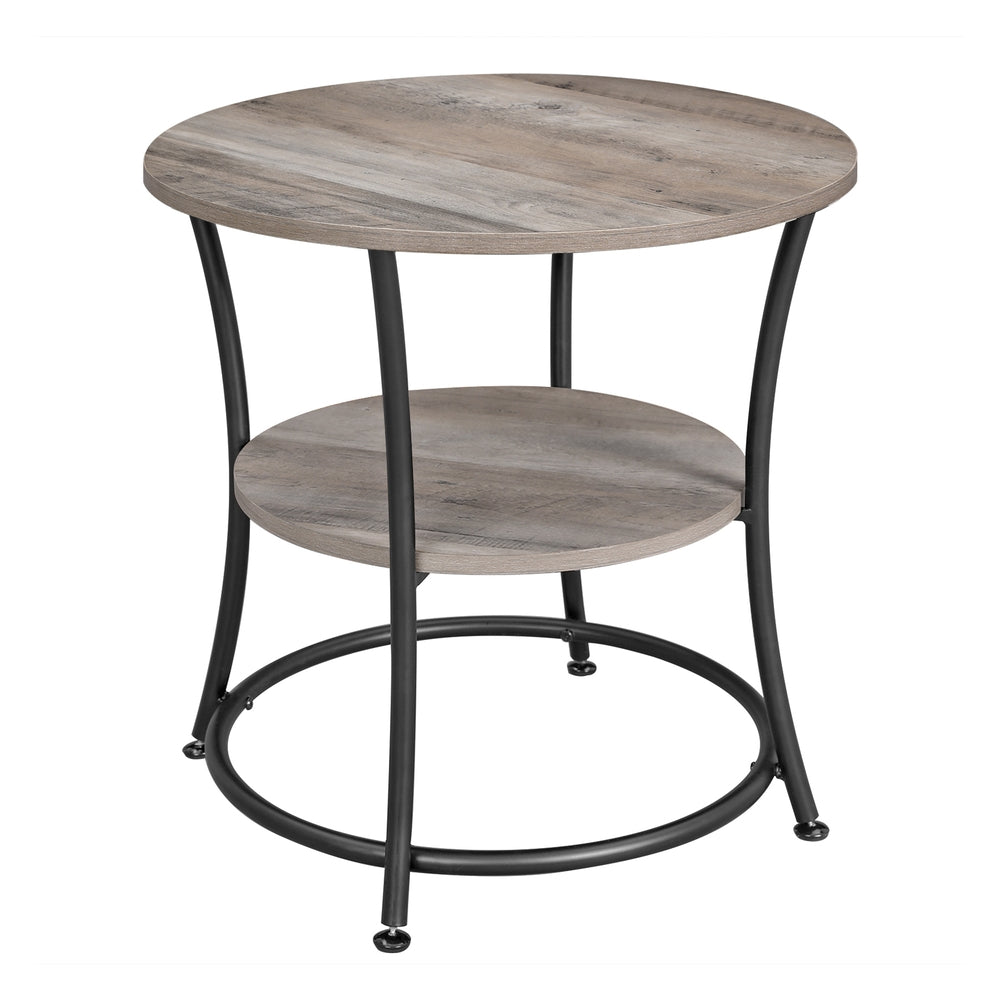 Round End Table with 2 Shelves