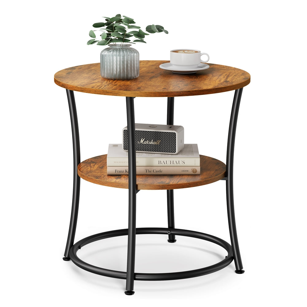 Round End Table with 2 Shelves - Image 2