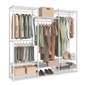 Dividable Clothing Rack with Adjustable Shelves and Hanging Rails