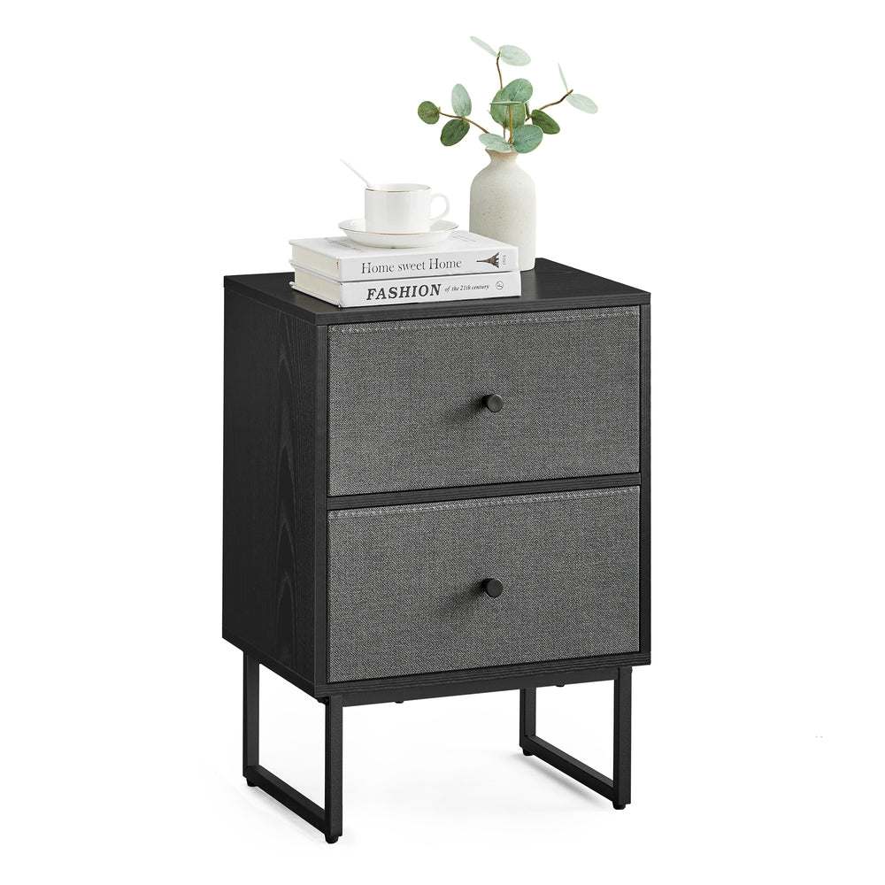 Set of 2 Bed Side Tables with Fabric Drawers Cloud White and Dove - Image 4