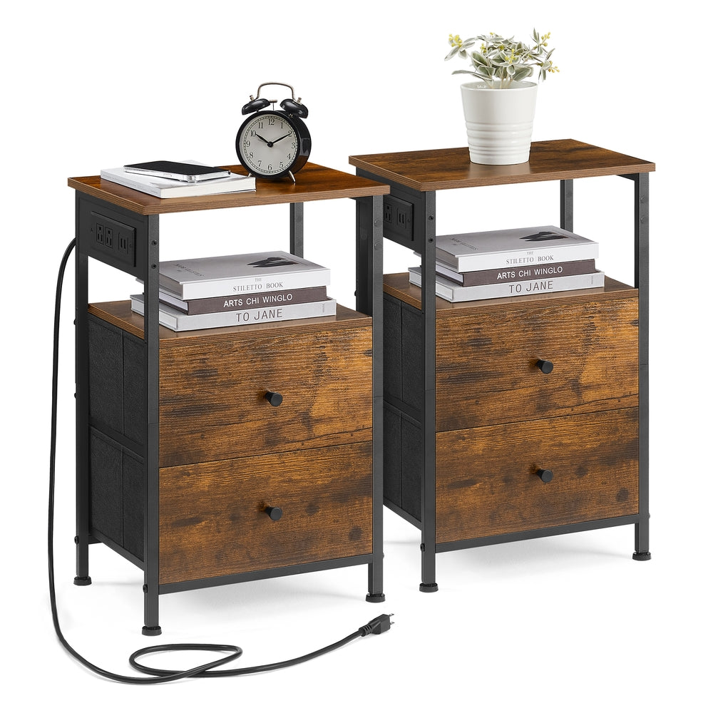 Set of 2 Nightstands with Charging Stations - Image 2