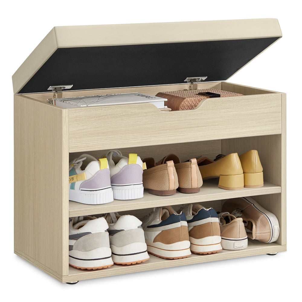 Shoe Bench with 3 Storage Compartments