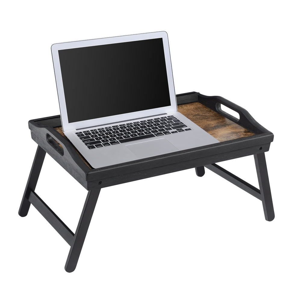 Black & Brown Bed Tray with Foldable Legs