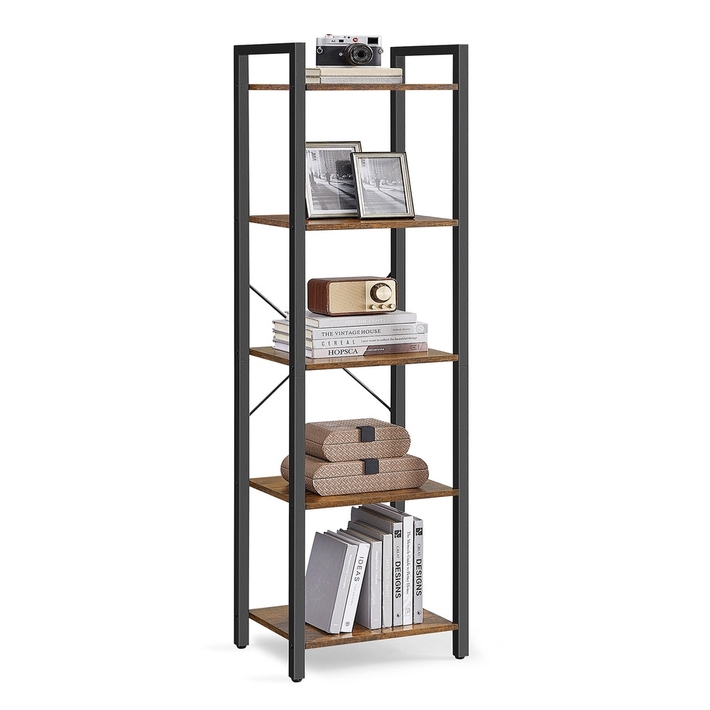 5-Tier Industrial Tall Bookshelf