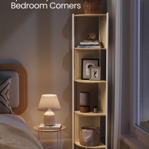 5-Tier Corner Shelf Stand with Polyrattan Sides