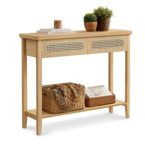 Console Table with Drawers and Shelf