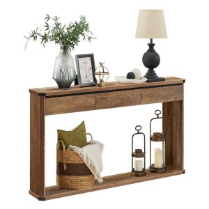 Narrow Entryway Table with 3 Drawers. Bottom Shelf