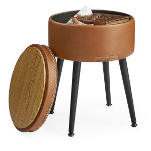 EKHO Collection - Round Storage Ottoman with Steel Legs