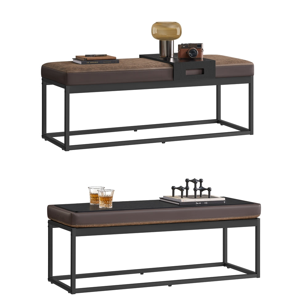 LUIZ Collection - Ottoman Bench with Small Shelf