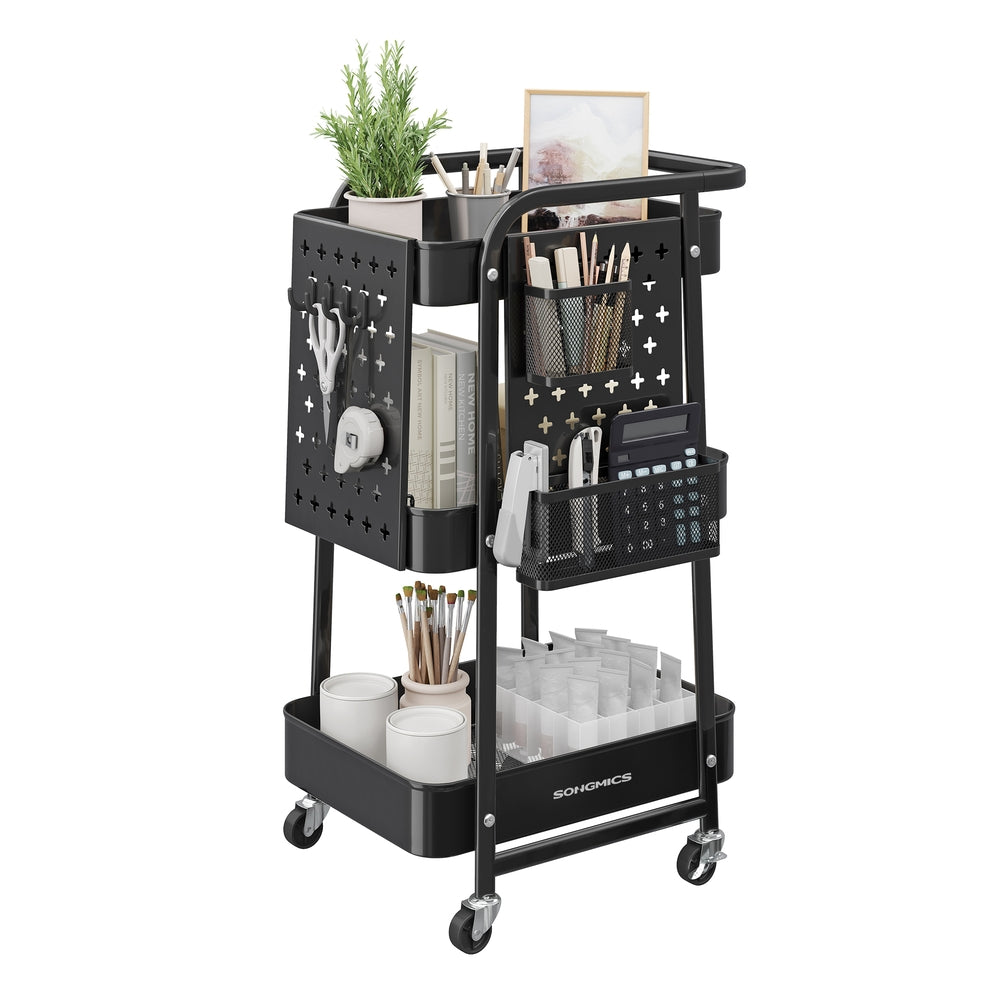 3-Tier Storage Cart with Pegboards - Image 2