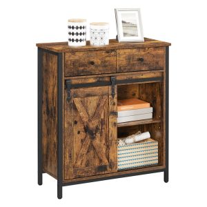 Industrial Storage Sideboard with Sliding Barn Door
