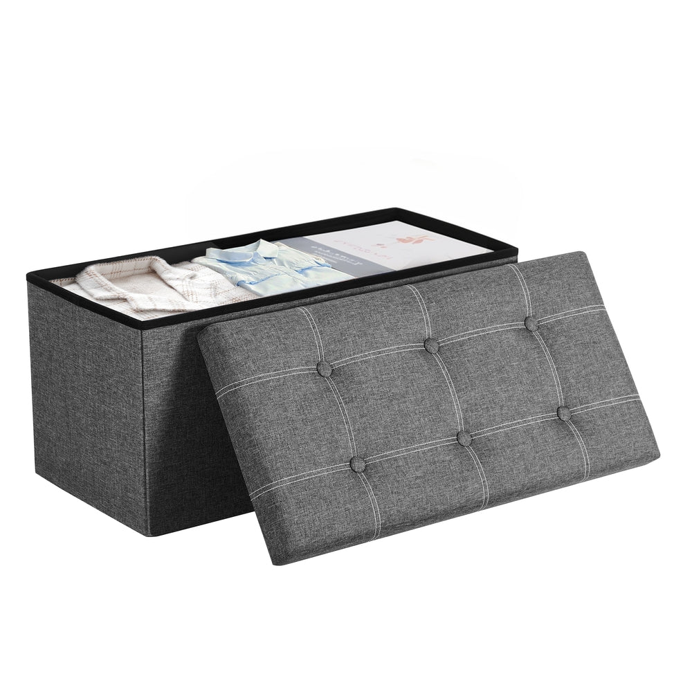 MAZIE Collection - Storage Ottoman Bench with Breathable Linen-Look Fabric