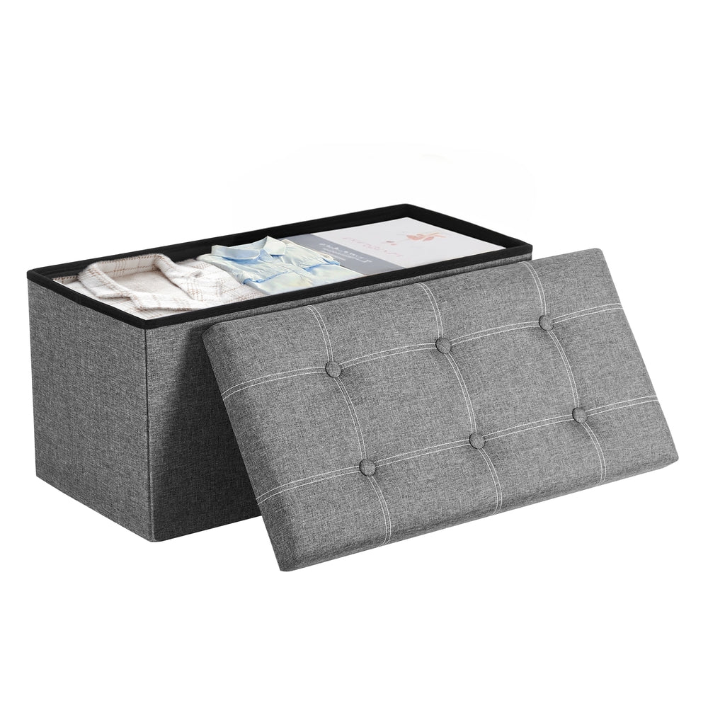 MAZIE Collection - Storage Ottoman Bench with Breathable Linen-Look Fabric - Image 2