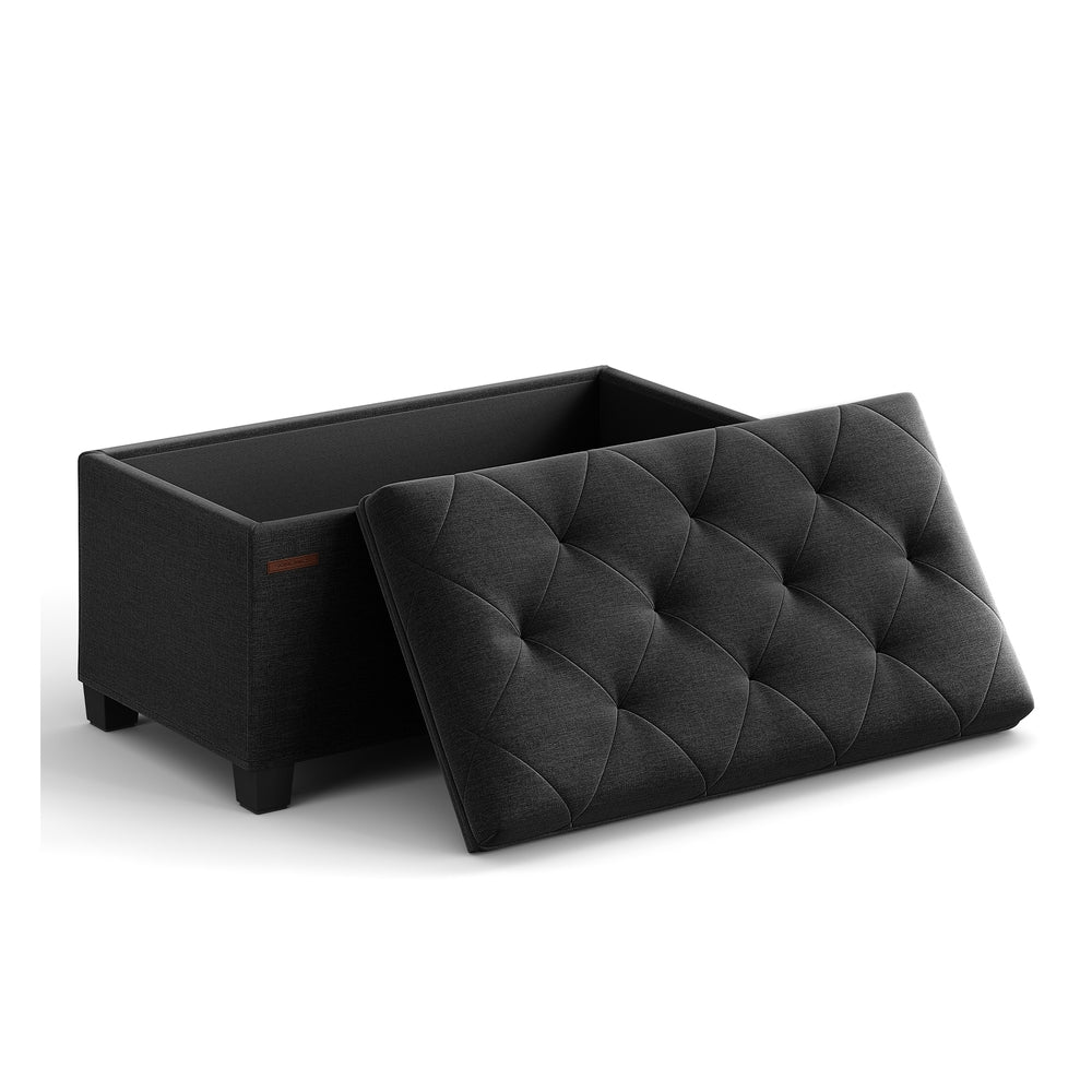 Storage Ottoman Bench. Linen-Look Fabric - Image 6