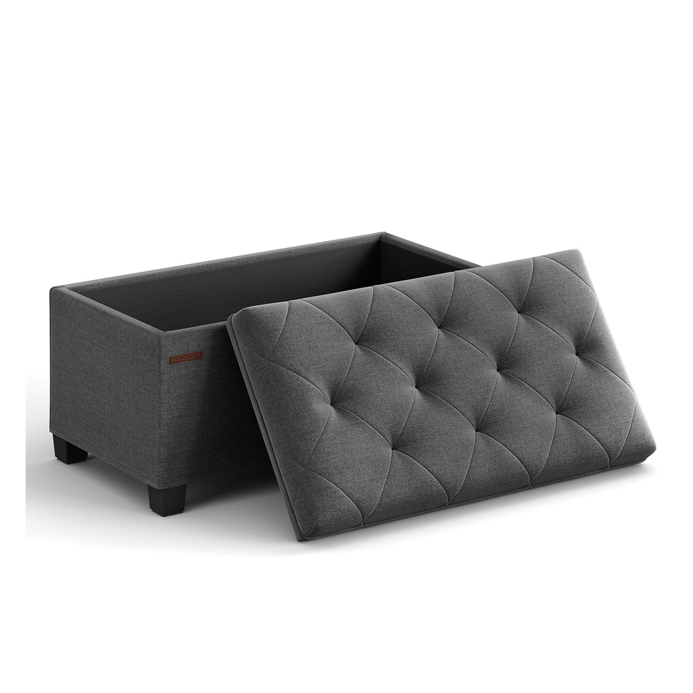 Storage Ottoman Bench. Linen-Look Fabric - Image 8