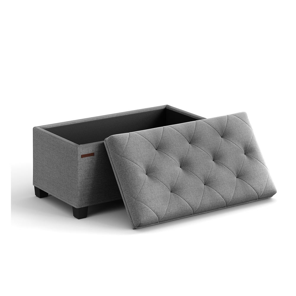 Storage Ottoman Bench. Linen-Look Fabric - Image 9