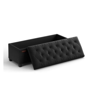Storage Ottoman Bench. Linen-Look Fabric