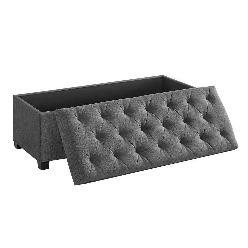 Storage Ottoman Bench. Linen-Look Fabric - Image 2