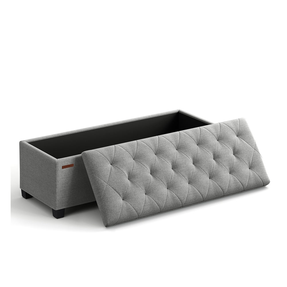 Storage Ottoman Bench. Linen-Look Fabric - Image 3