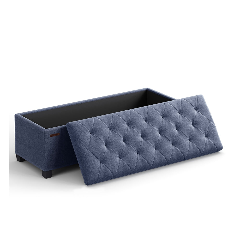 Storage Ottoman Bench. Linen-Look Fabric - Image 5