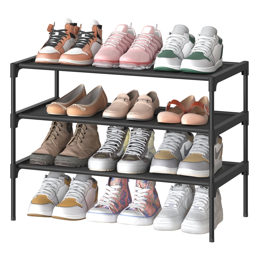 SONGMICS Shoe Rack. 3-Tier Shoe Storage Organizer. Space-Saving. 11.6 x 24.5 x 21 Inches. Entryway