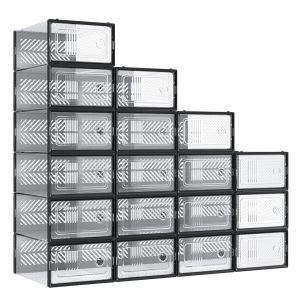 Stackable foldable shoe storage boxes for everyday footwear