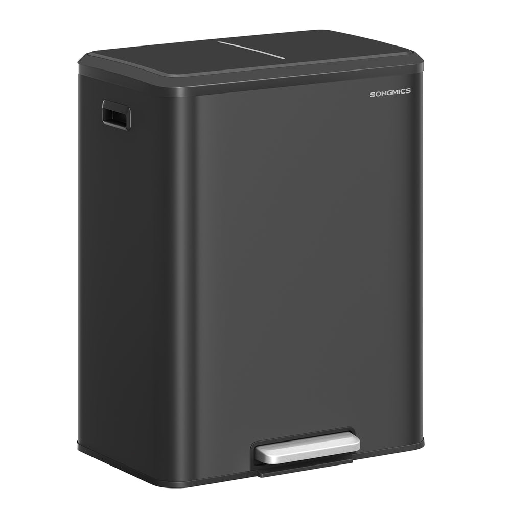 16 Gallon (2 x 8 Gal) Dual Trash Can. Stainless Steel. Soft-Close Lid - Image 2