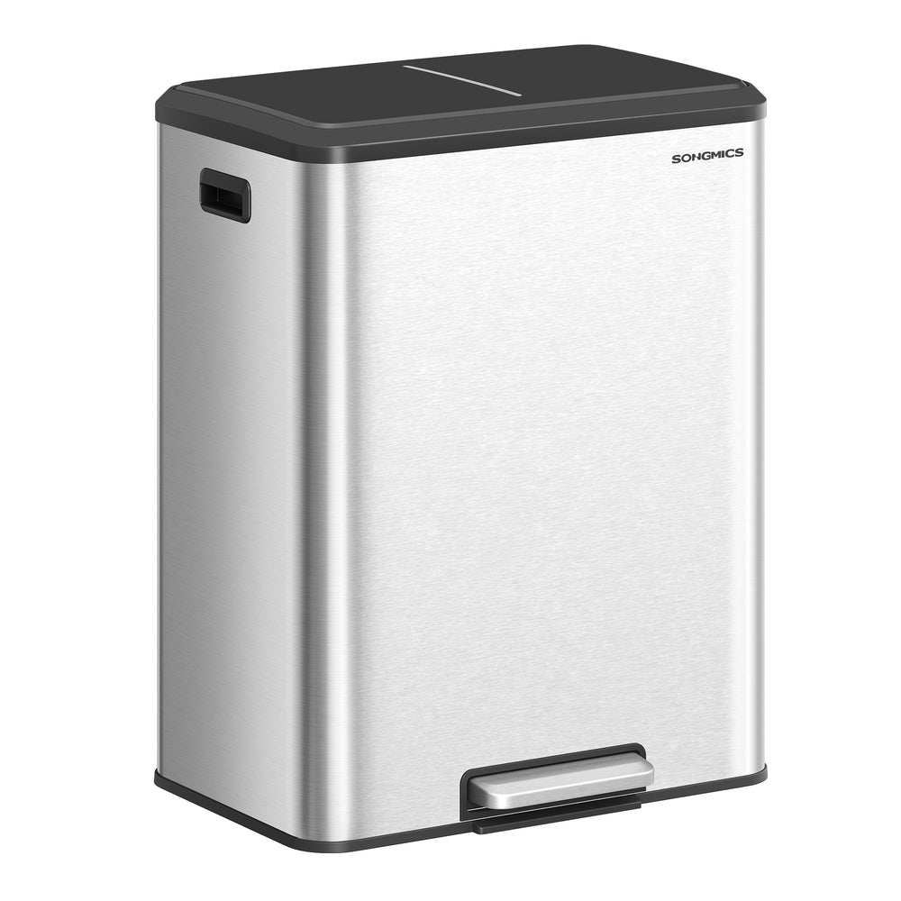 16 Gallon (2 x 8 Gal) Dual Trash Can. Stainless Steel. Soft-Close Lid - Image 3