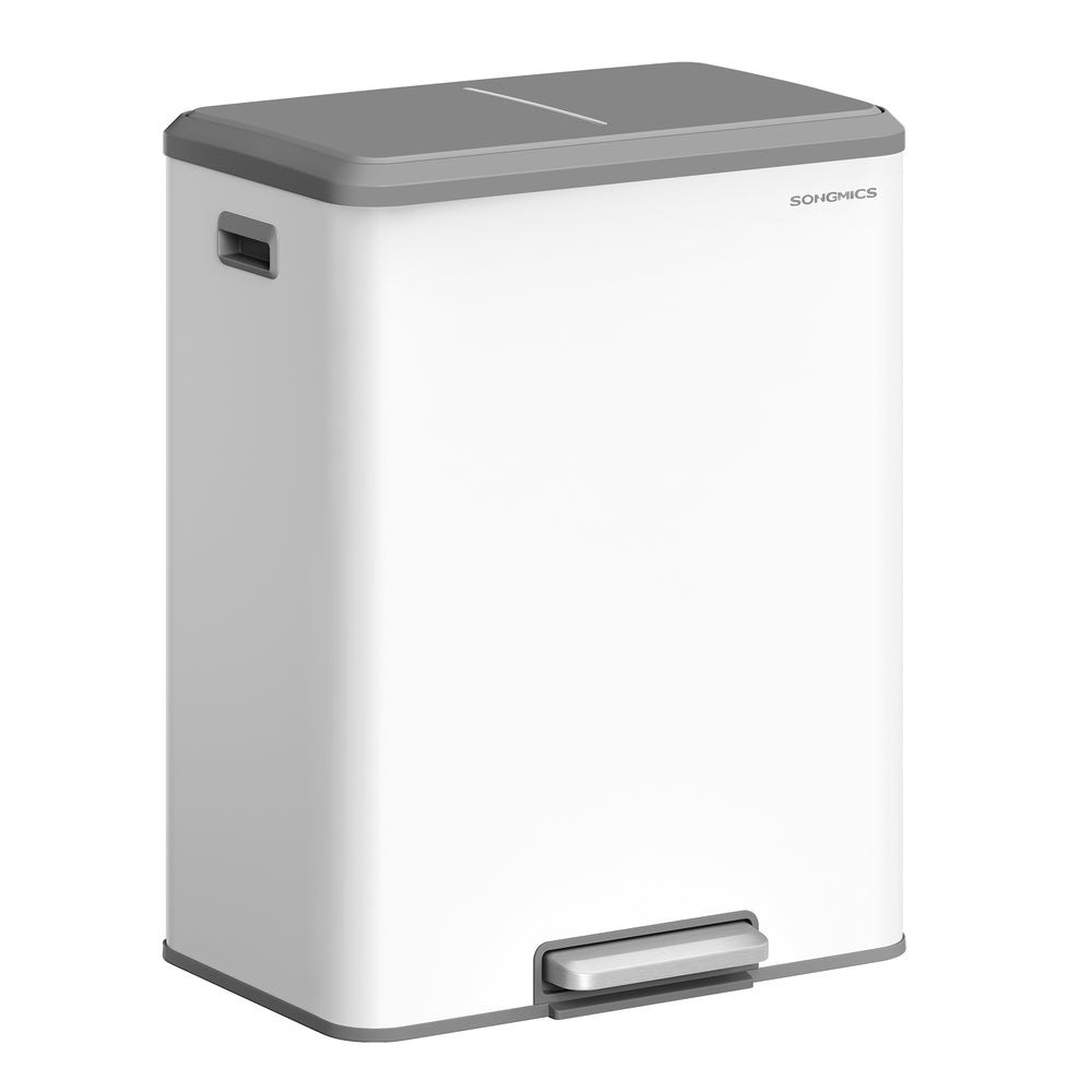 16 Gallon (2 x 8 Gal) Dual Trash Can. Stainless Steel. Soft-Close Lid