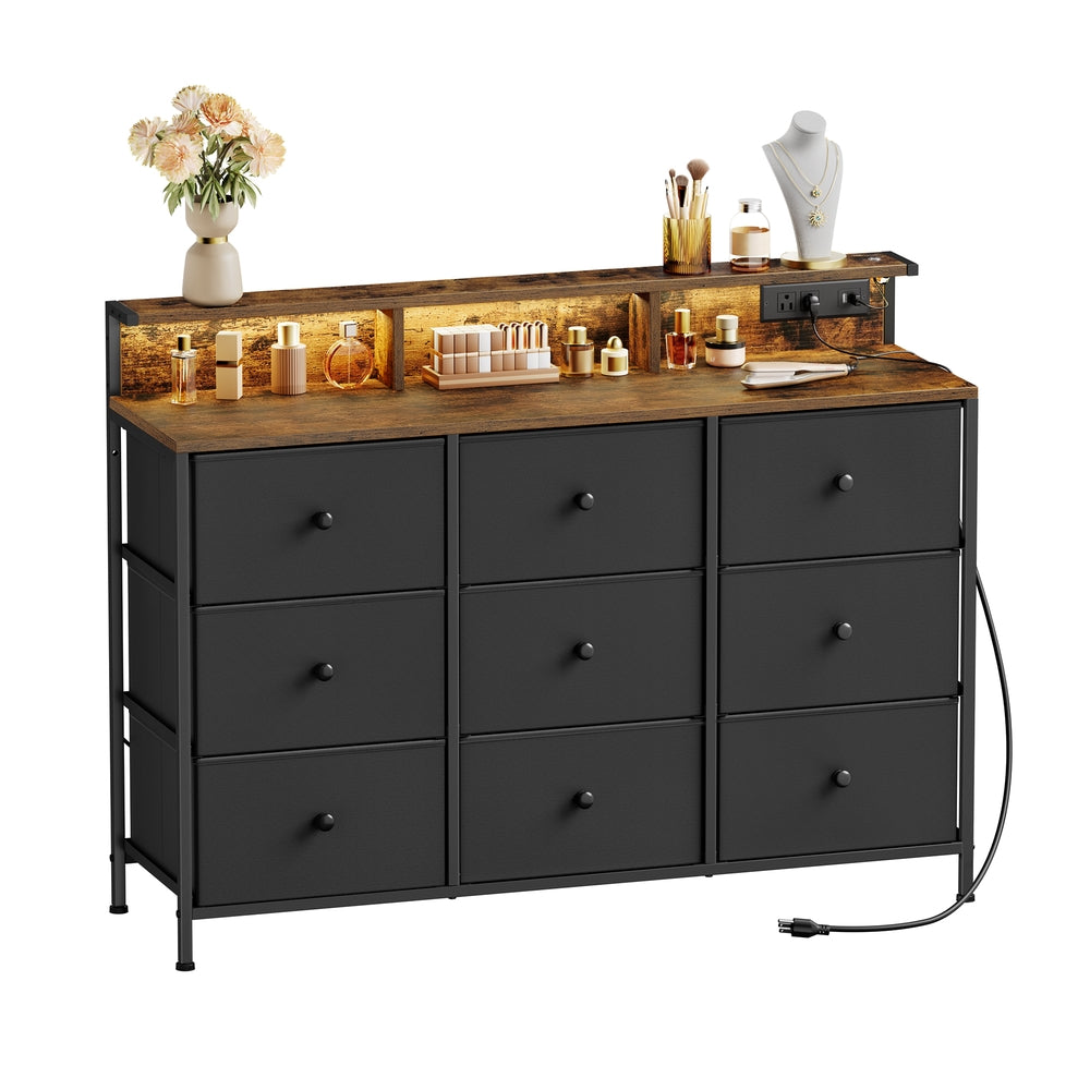 Dresser with 9 Fabric Drawers and LED Lights - Image 2