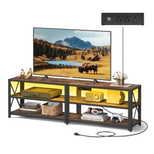 Daxton Collection - TV Stand with Power Outlets and LED Lights